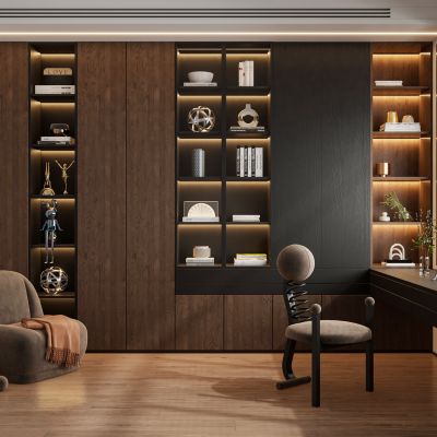 现代意式轻奢极简书桌椅