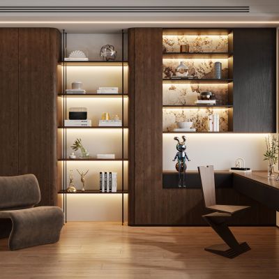 现代意式轻奢极简书桌椅