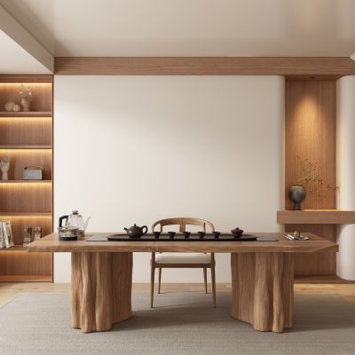 侘寂中古茶室 品茶区 茶桌椅组合