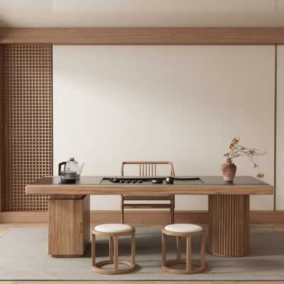 侘寂中古茶室 品茶区 茶桌椅组合