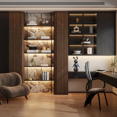 现代意式轻奢极简书桌椅