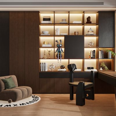 现代意式轻奢极简书桌椅