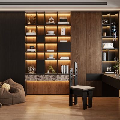 现代意式轻奢极简书桌椅