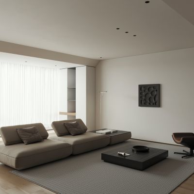 现代意式客餐厅 横厅 客厅餐厅一体