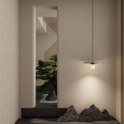 新中式 禅意 奶油风 假山 造景 入户隔断 玄关