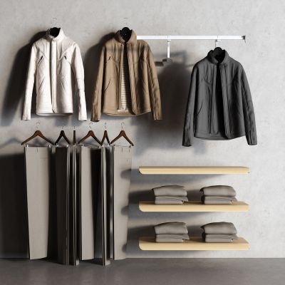 现代夹克 衣服 裤子 衣架