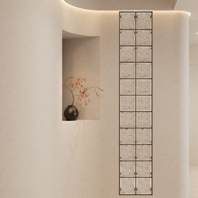 奶油 诧寂 中古风 玻璃砖 弧形造型 壁龛 入户隔断 玄关