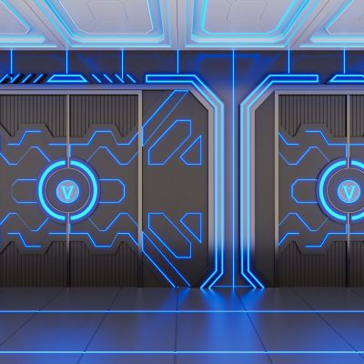 网红科技感电子智能掌纹感应门双开门