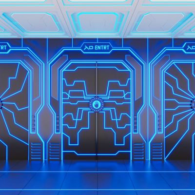 网红科技感电子智能掌纹感应门双开门