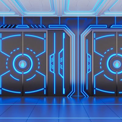 网红科技感电子智能掌纹感应门双开门