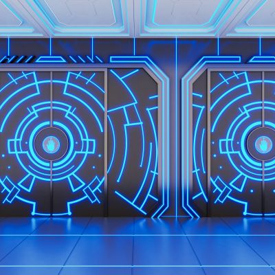 网红科技感电子智能掌纹感应门双开门