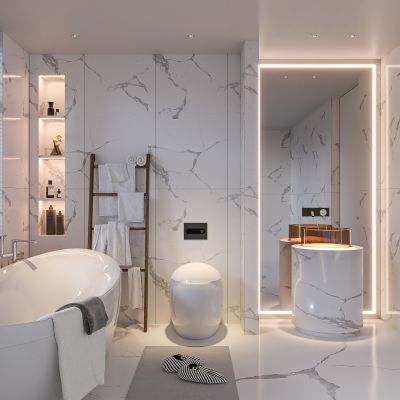 现代卫生间 浴室柜 洗脸盆 镜柜 马桶