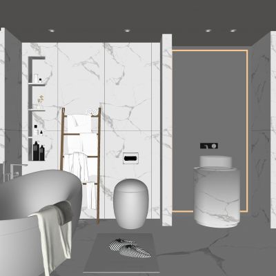 现代卫生间 浴室柜 洗脸盆 镜柜 马桶