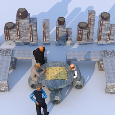 新中式户外石桌椅