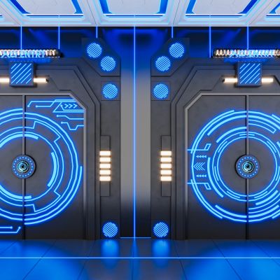 网红科技感电子智能掌纹感应门双开门