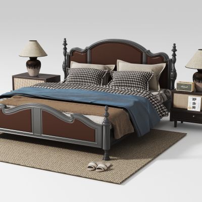 中古风双人床组合