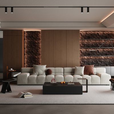 意式简约客餐厅 横厅客餐厅 大平层