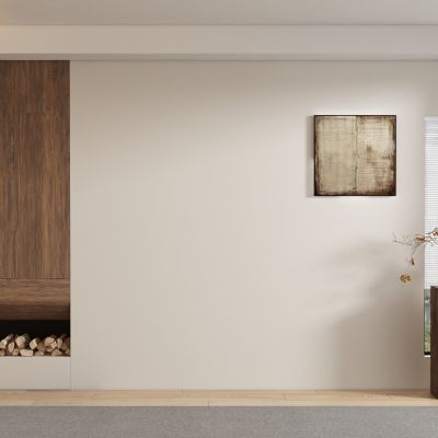 中古风侘寂风客厅 餐厅 茶室背景墙