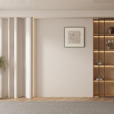 现代侘寂客厅 餐厅背景墙