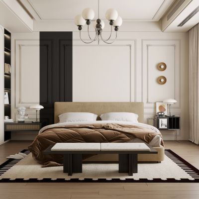 法式黑白卧室 主卧 飘窗卧室