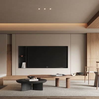 新中式宋式风客厅  电视背景墙