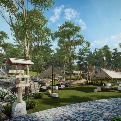 现代自然生态无动力儿童游乐森林系户外探险原木拓展训练公园景观