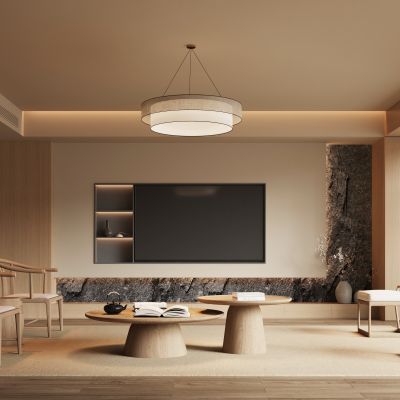 新中式宋式风客厅  电视背景墙