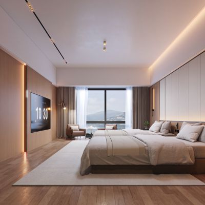 现代酒店客房标间双人间