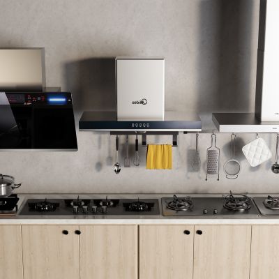 现代橱柜 燃气灶 油烟机