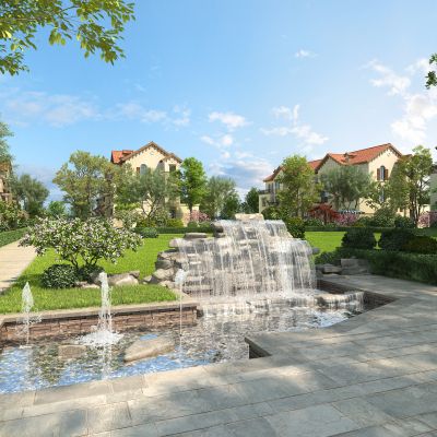 现代园林叠水景观