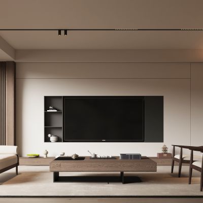 新中式宋式风客厅  电视背景墙