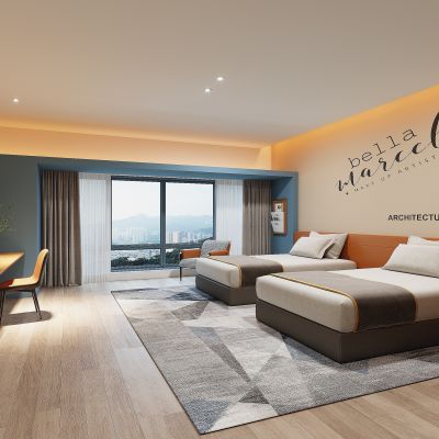 现代客房标间3D模型