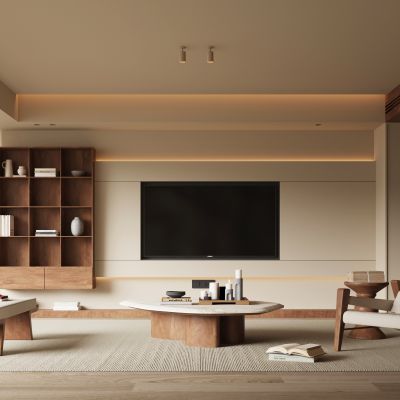 新中式宋式风客厅  电视背景墙