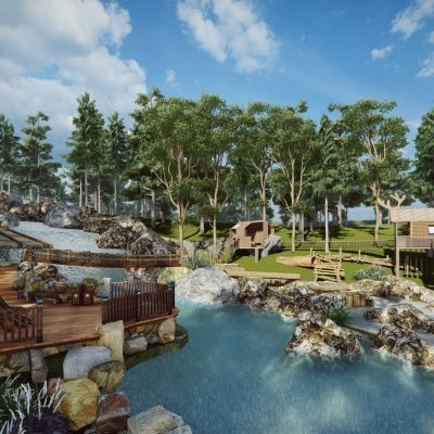 现代自然生态无动力儿童游乐森林系户外探险原木拓展训练公园景观