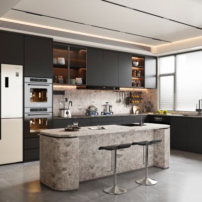 现代简约开放式厨房 半开放式厨房