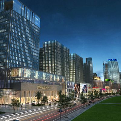 现代夜景商业街