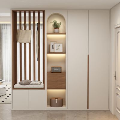 现代奶油风中古风玄关柜鞋柜