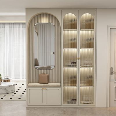 现代奶油风玄关柜鞋柜