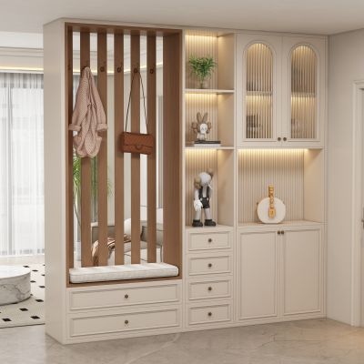 现代奶油风中古风玄关柜鞋柜