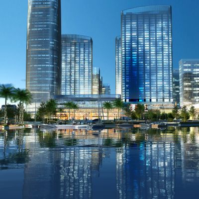 现代夜景商业街