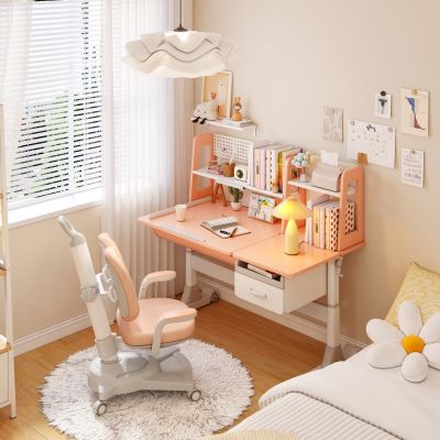 现代奶油风学习桌 儿童桌 储物柜