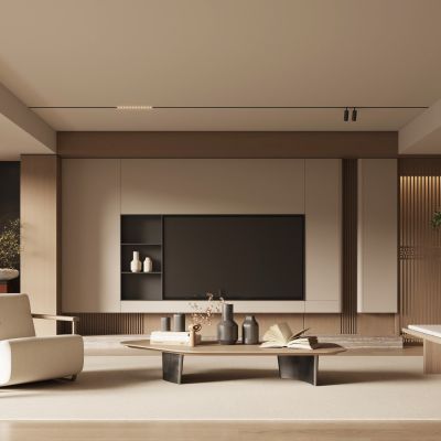 新中式宋式风客厅  电视背景墙