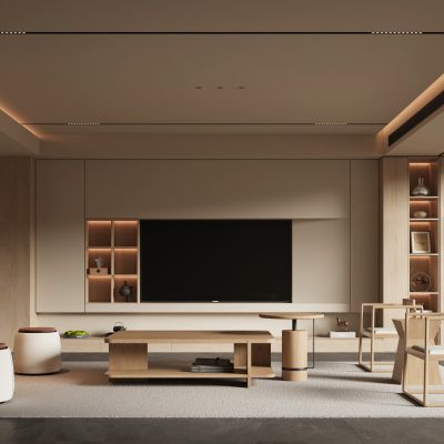 新中式宋式风客厅  电视背景墙