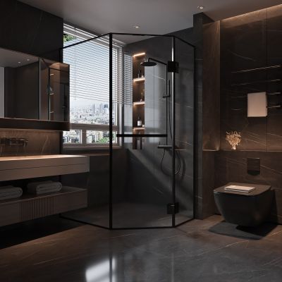 现代卫生间 浴室柜 洗脸盆 镜柜 马桶