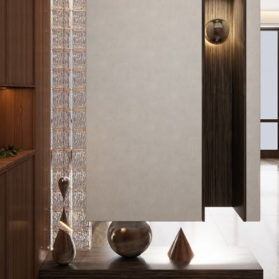 意式 中古风 圆球灯 雕塑 玻璃砖 入户隔断 玄关