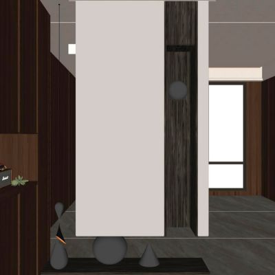 意式 中古风 圆球灯 雕塑 玻璃砖 入户隔断 玄关