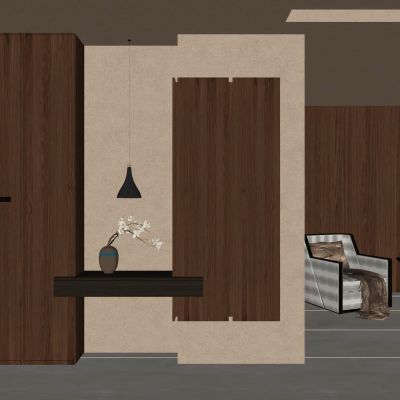 新中式 奶油 中古风 花瓶 吊灯 几何叠级 造型吊顶 入户隔断 玄关