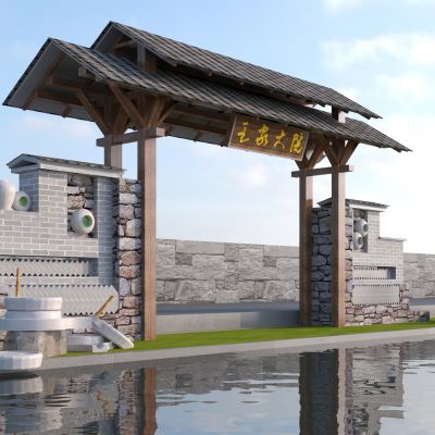 庭院门院落大门 民宿大门 庭院门头