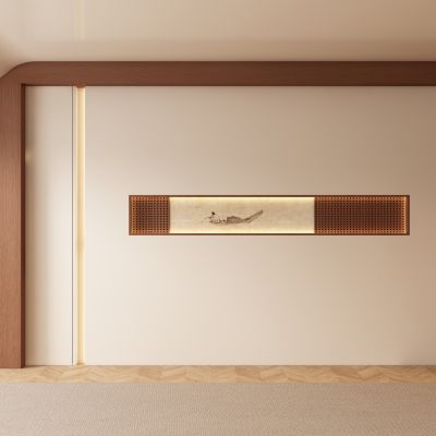 新中式中古客厅 餐厅 茶室背景墙