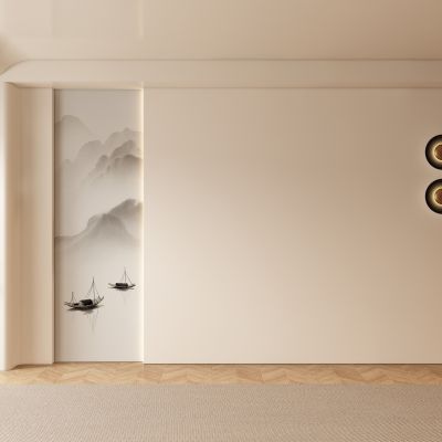 新中式中古客厅 餐厅 茶室背景墙